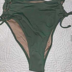 Green High-Waisted Women's Swim Bottom